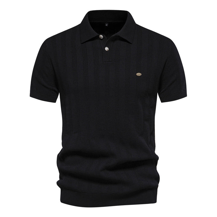 Herren Kurzarm Polo-Shirt mit strukturiertem Streifenmuster Echoarchiv