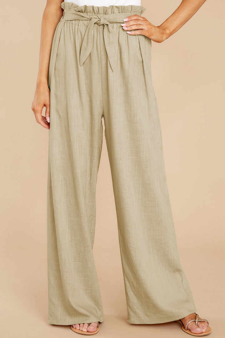Damen nan Leinenhose mit Paperbag-Bund und weitem Bein Echo Archiv