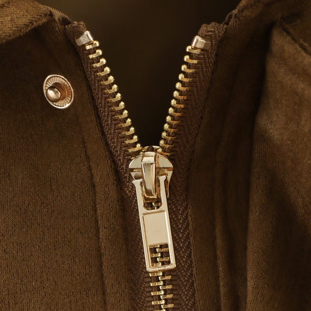 Damen Oversized Cropped Jacke in Wildlederoptik mit Cut-Out-Schultern und Tunnelzugsaum Echoarchiv