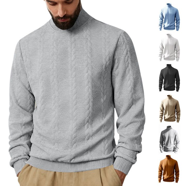Herren nan feiner Zopfmuster-Rollkragenpullover mit schmaler Passform, geripptem Kragen und elastischen Bündchen Echo Archiv
