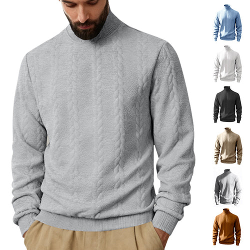 Herren nan feiner Zopfmuster-Rollkragenpullover mit schmaler Passform, geripptem Kragen und elastischen Bündchen Echo Archiv