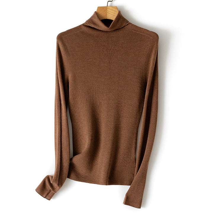 Damen Feiner Rollkragen-Feinstrickpullover mit schmaler Silhouette und elastischem Saum Echoarchiv