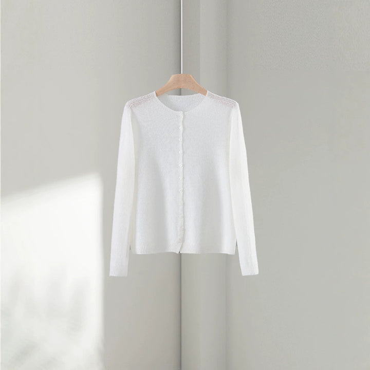 Damen Feinstrick-Cardigan mit Rundhals und durchgehender Knopfleiste Echo Archiv