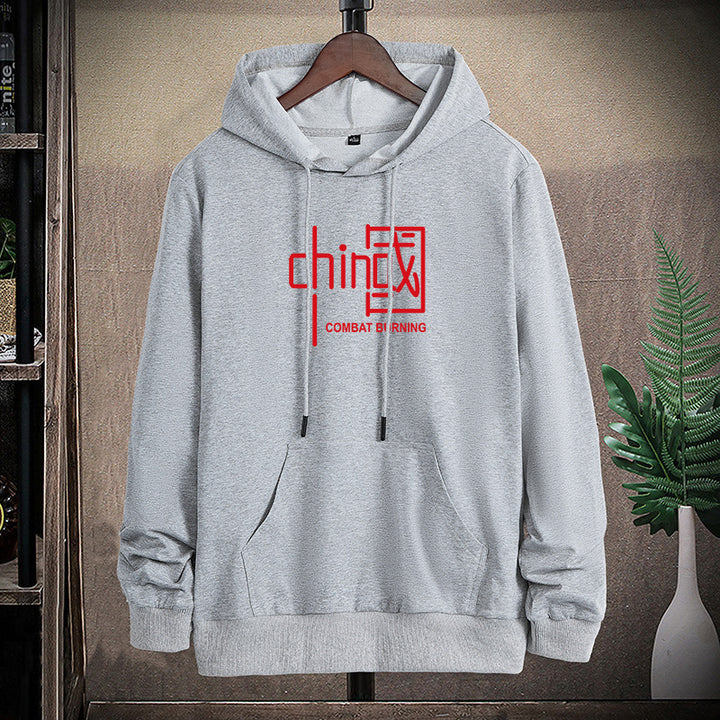 Herren lässiges Kapuzen‑Sweatshirt mit Kängurutasche und Statement‑Print – Cavarno