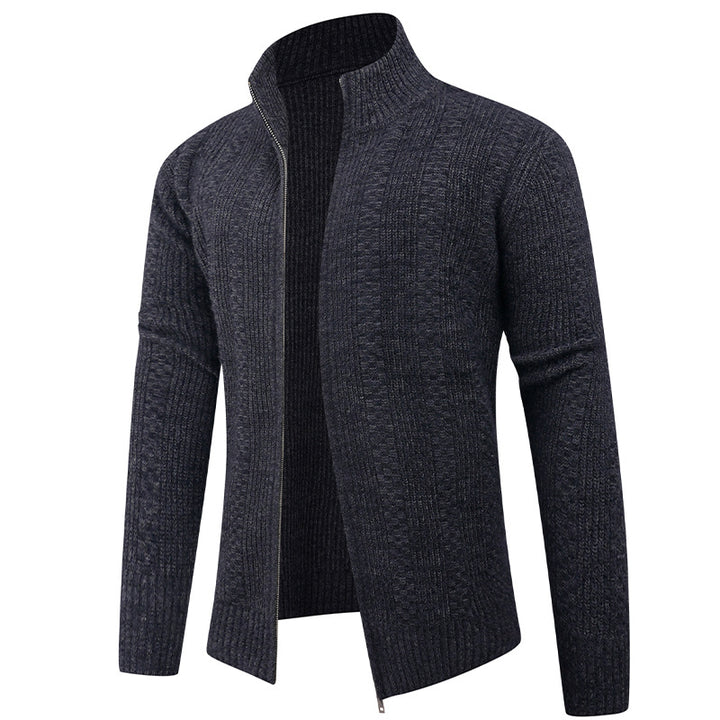 Herren Freizeit Strickjacke mit hohem Kragen und modernem Zipper Echoarchiv