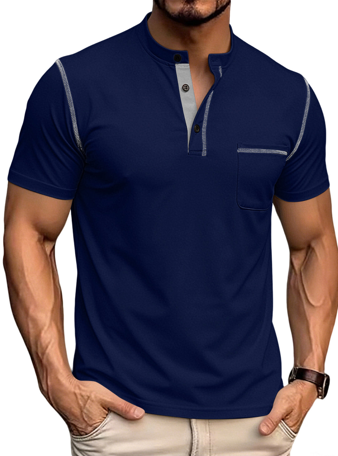 Herren Polo-Shirt mit gestreiftem Kragen Echoarchiv