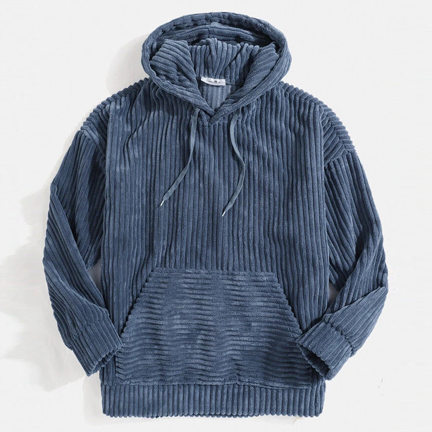 Unisex nan gerippter Samt-Hoodie mit Kapuze und Kängurutasche Echo Archiv