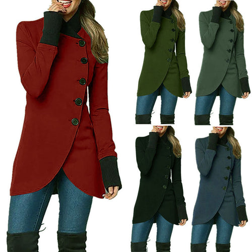 Damen nan asymmetrische lange Strickjacke mit Knopfverschluss und Rippbündchen Echo Archiv