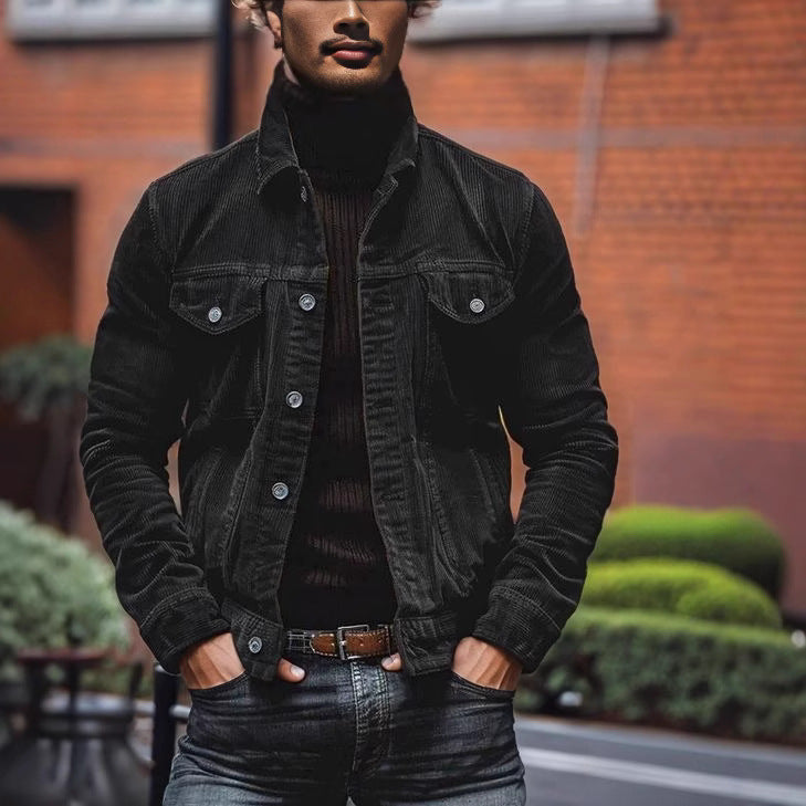 Herren Cordjacke im klassischen Design mit praktischen Brusttaschen und Knopfdetails Echoarchiv