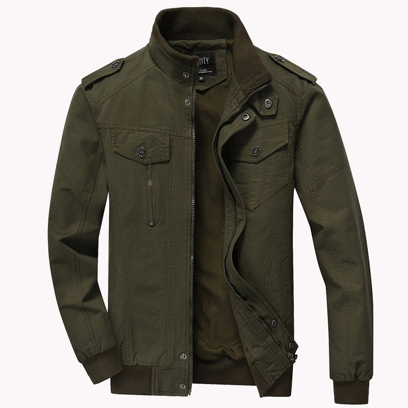 Herren nan robuste Fieldjacke aus Baumwoll-Canvas mit Stehkragen, Schulterklappen und verdecktem Reißverschluss Echo Archiv
