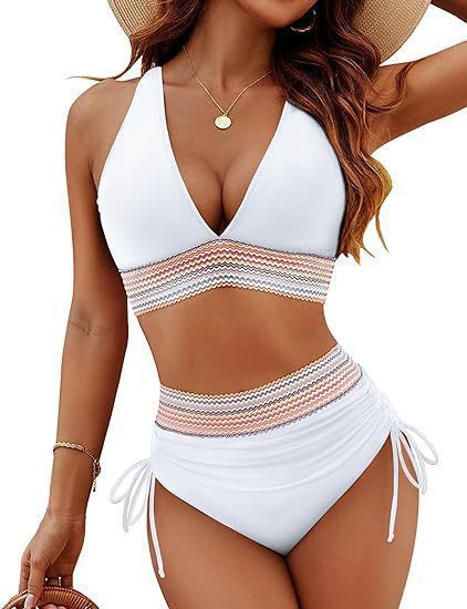 Damen Bikini-Set mit hoch tailliertem Slip und sportlichen Akzenten Echoarchiv