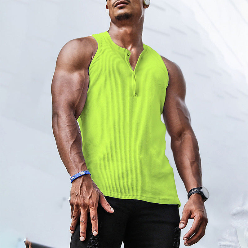Herren Sportliches Tanktop mit Knopfverschluss und strukturierter Oberfläche Echoarchiv