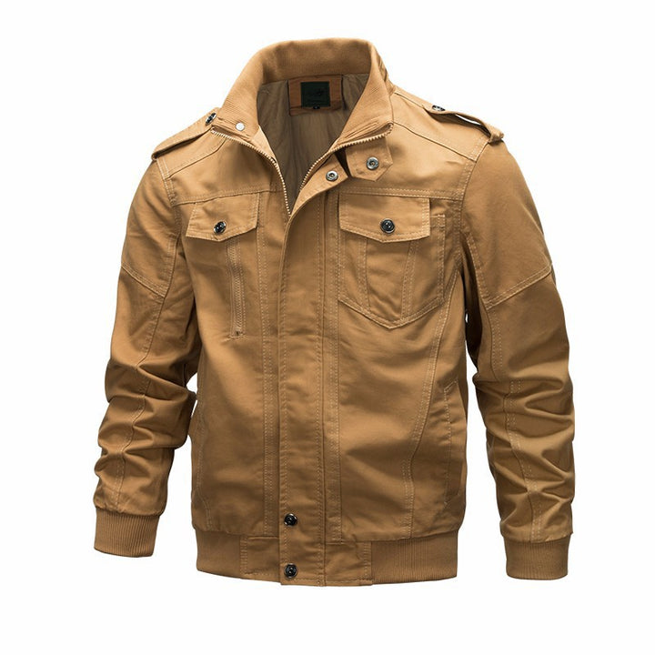 Herren nan leichter Baumwoll-Canvas Fliegerjacke mit Schulterklappen, verdecktem Reißverschluss und multifunktionalen Taschen Echo Archiv