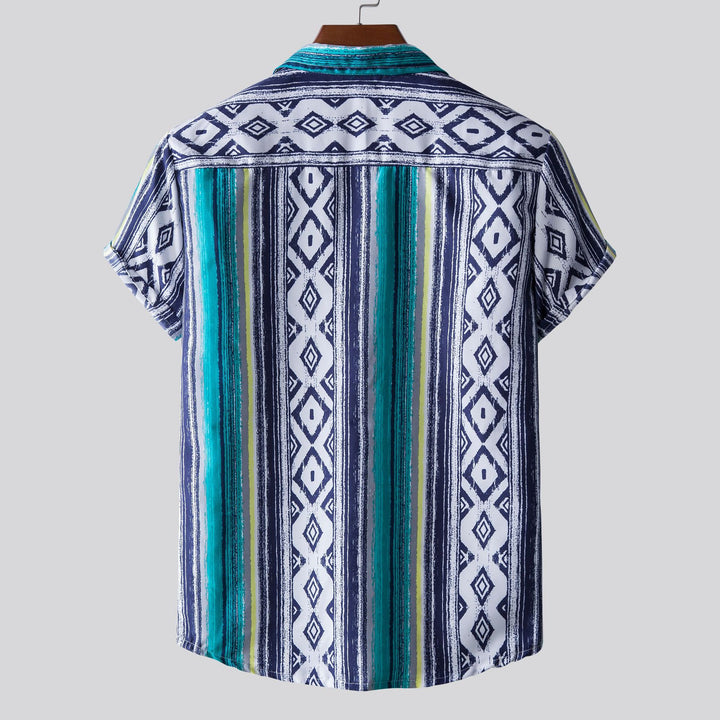 Herren Kurzarmhemd mit einzigartigem tribal-inspiriertem Design Echoarchiv
