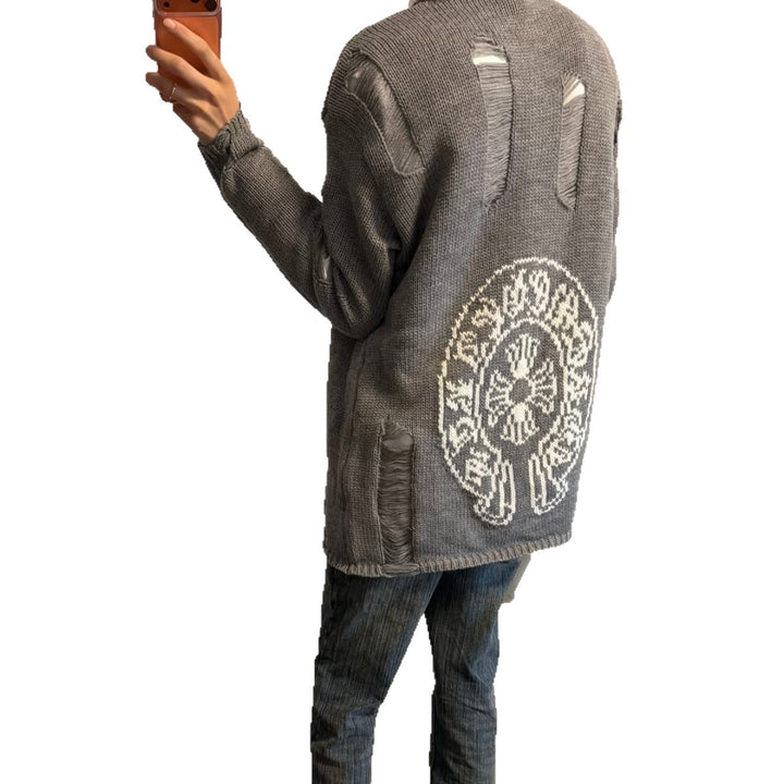Damen Modischer Grobstrickpullover mit Rollkragen und distressed Design Echoarchiv