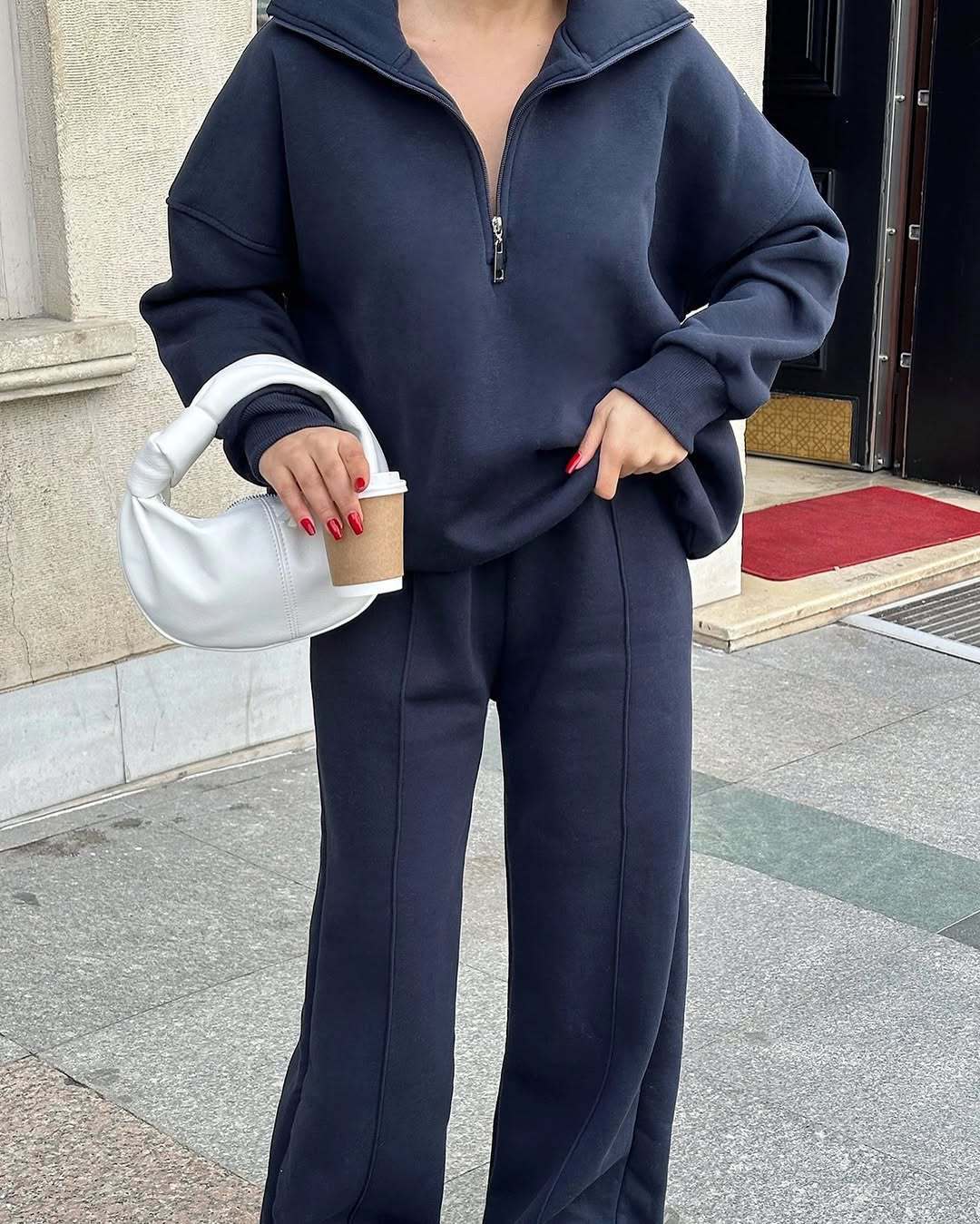 Damen nan Oversize Sweatshirt mit Halbzip und weiten Jogginghose Set Echo Archiv