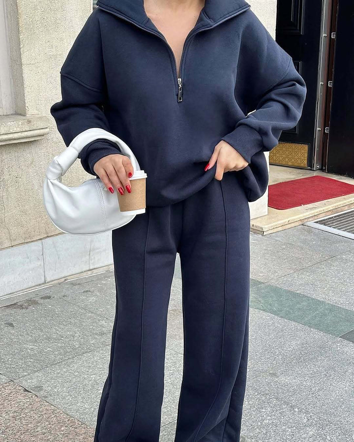 Damen nan Oversize Sweatshirt mit Halbzip und weiten Jogginghose Set Echo Archiv
