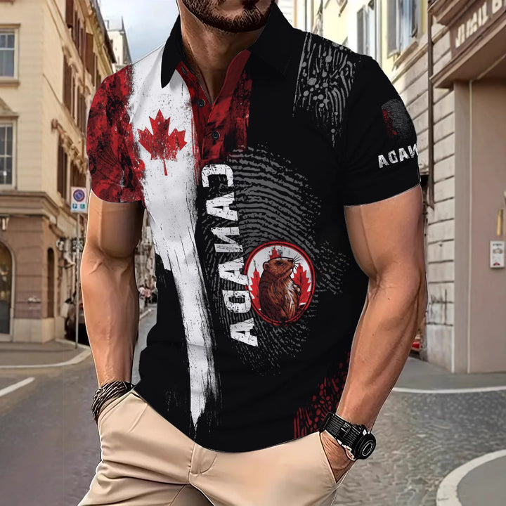 Herren Poloshirt mit kreativem Kanada-Motiv Echoarchiv