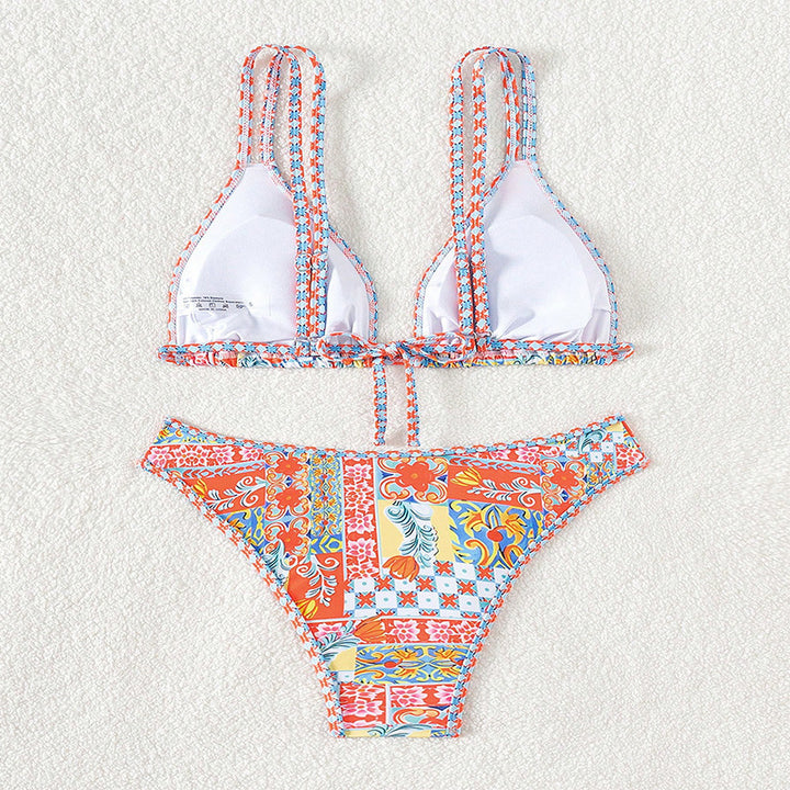 Damen Triangel-Bikini mit verstellbaren Trägern und buntem Muster Echo Archiv