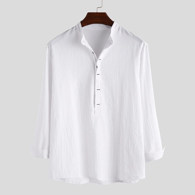 Herren Langarm-Henley-Hemd mit feinen Knopfdetails und lässigem Schnitt Echoarchiv