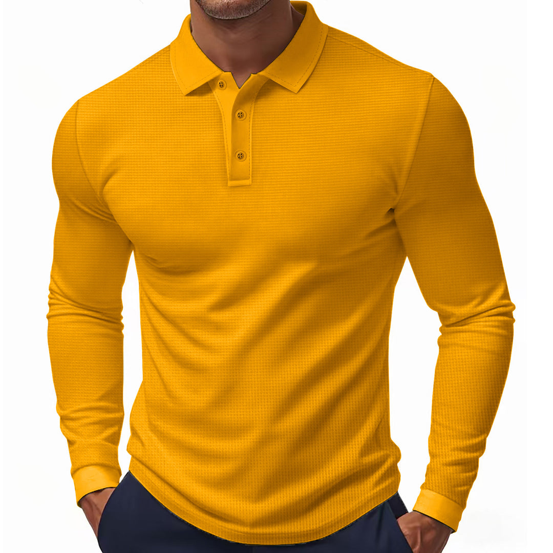 Herren Langarm-Poloshirt mit strukturiertem Design und moderner Passform Echoarchiv