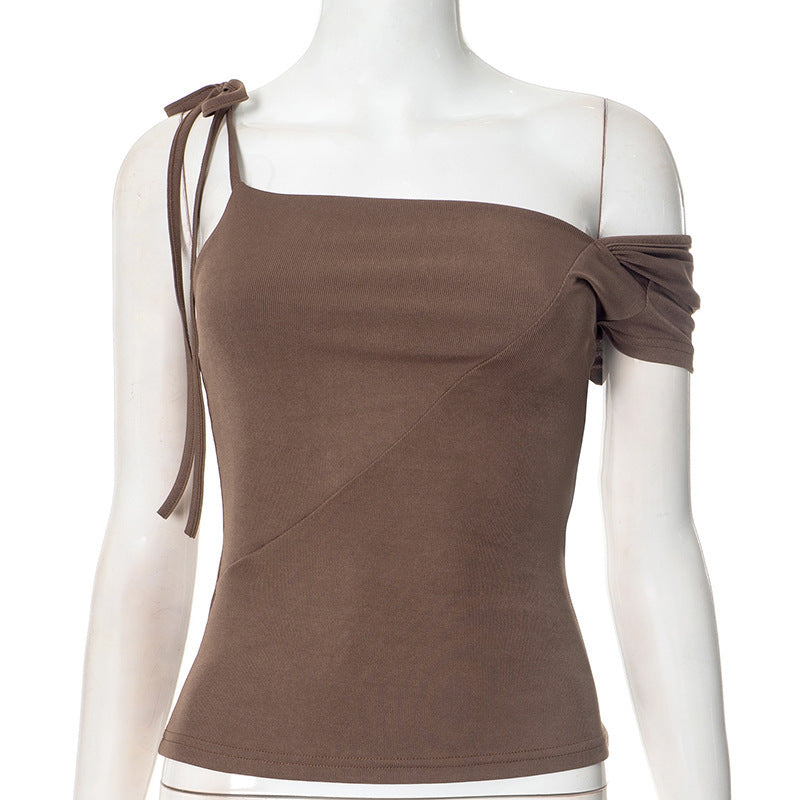 Damen asymmetrisches Trägershirt mit dekorativem Bindeband Echo Archiv