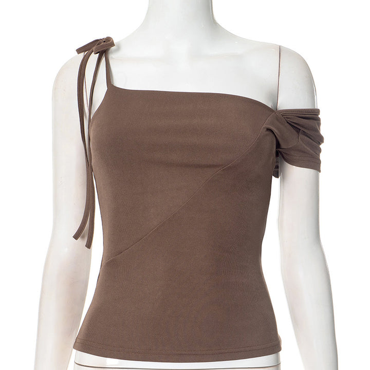 Damen asymmetrisches Trägershirt mit dekorativem Bindeband Echo Archiv