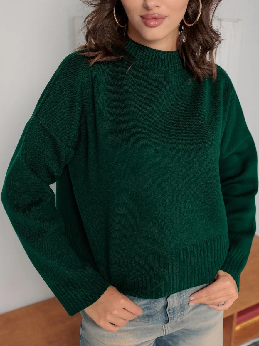 Damen Bequemer Strickpullover mit Rundhalsausschnitt – Mavelle