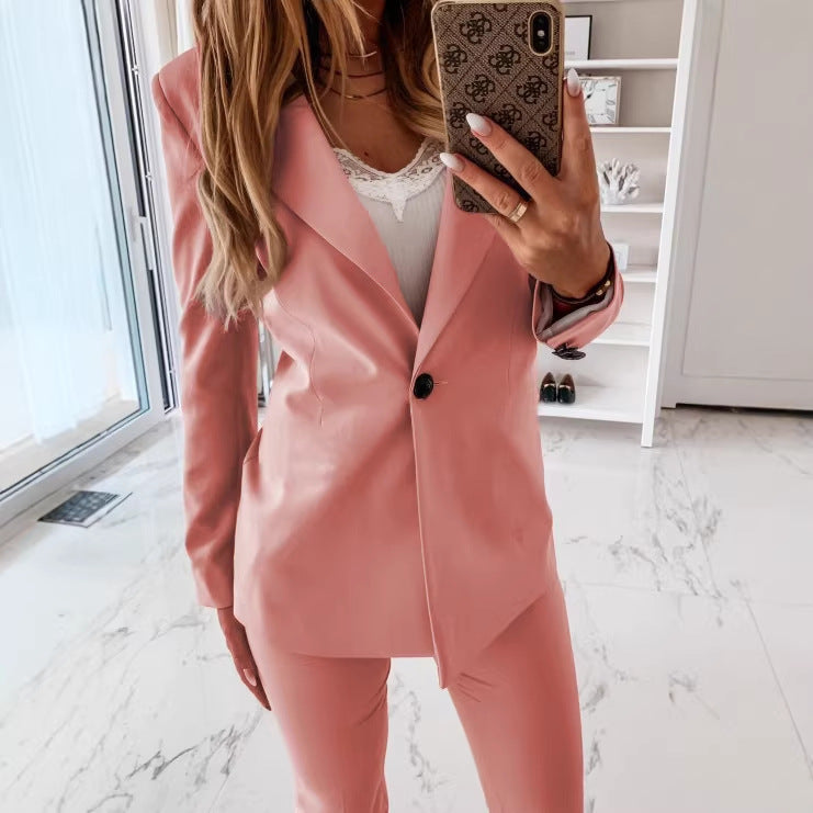 Damen Langblazer mit einreihiger Knopfleiste, tailliertem Schnitt und soften Schulterpolstern – Valéne