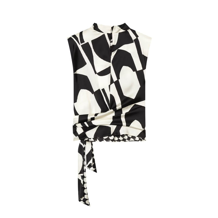 Damen Weite Palazzohose mit hoher Taille und grafischem Blockprint Echo Archiv