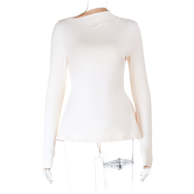 Damen figurbetontes Langarmshirt mit asymmetrischem Ausschnitt und lässigem Schnitt Echo Archiv