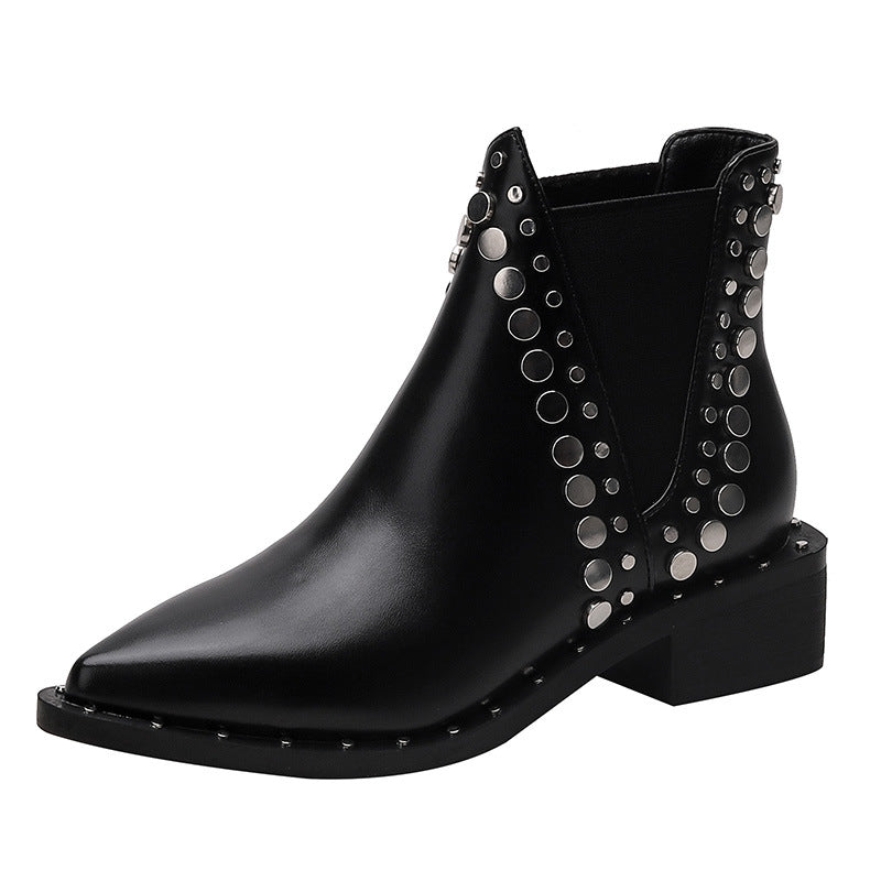 Damen Western-inspirierte Kurzschaft-Ankle-Boots mit spitzer Zehenpartie und Nietenbesatz Echo Archiv