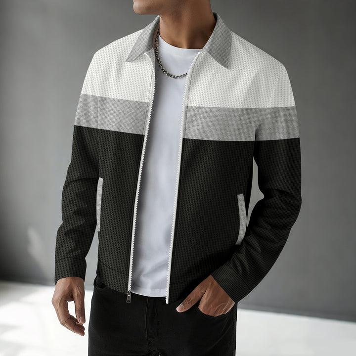 Herren moderne Freizeitjacke mit kontrastierenden Streifen und praktischem Reißverschluss Echoarchiv