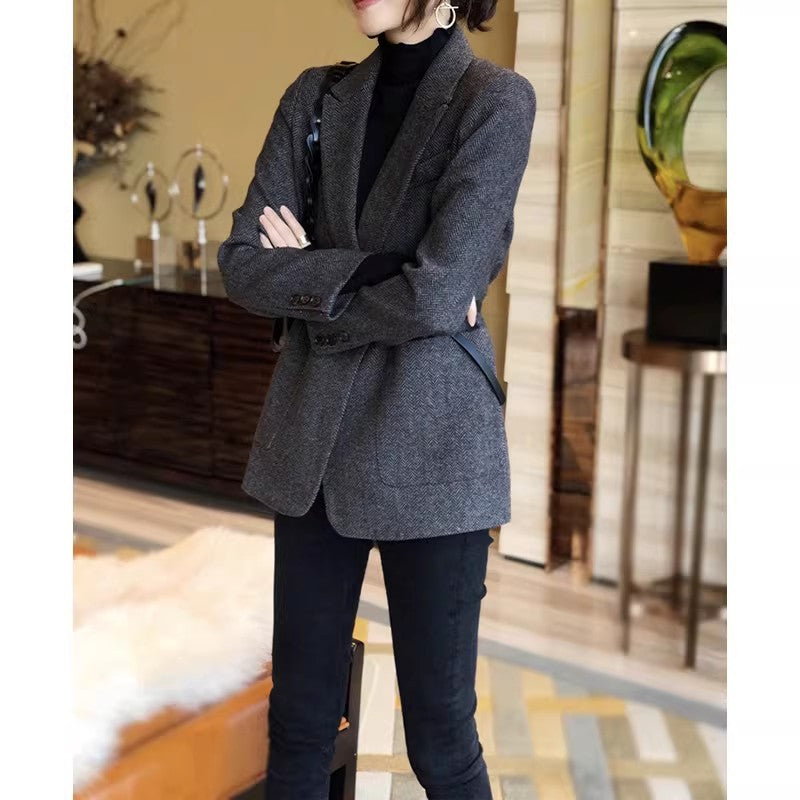 Damen Eleganter Tweed-Blazer Echoarchiv