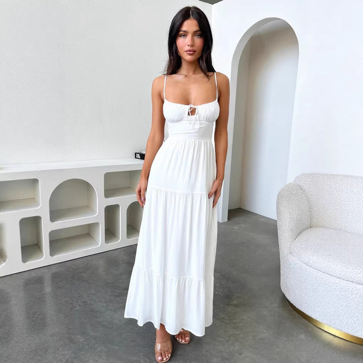 Damen Maxi-Kleid mit verspielt besonderem Ausschnitt und fließendem Stoff Echo Archiv