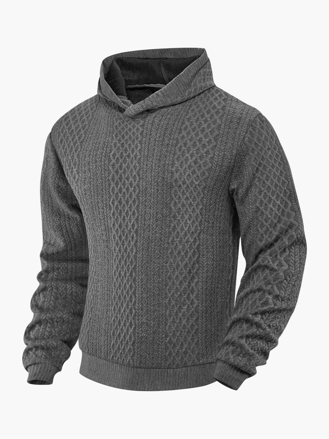 Herren nan strukturierter Schlauchkragen-Pullover mit Kapuze und Waben-Jacquard Echo Archiv