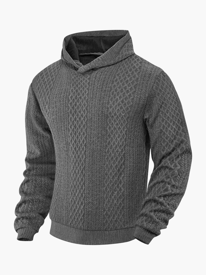 Herren nan strukturierter Schlauchkragen-Pullover mit Kapuze und Waben-Jacquard Echo Archiv