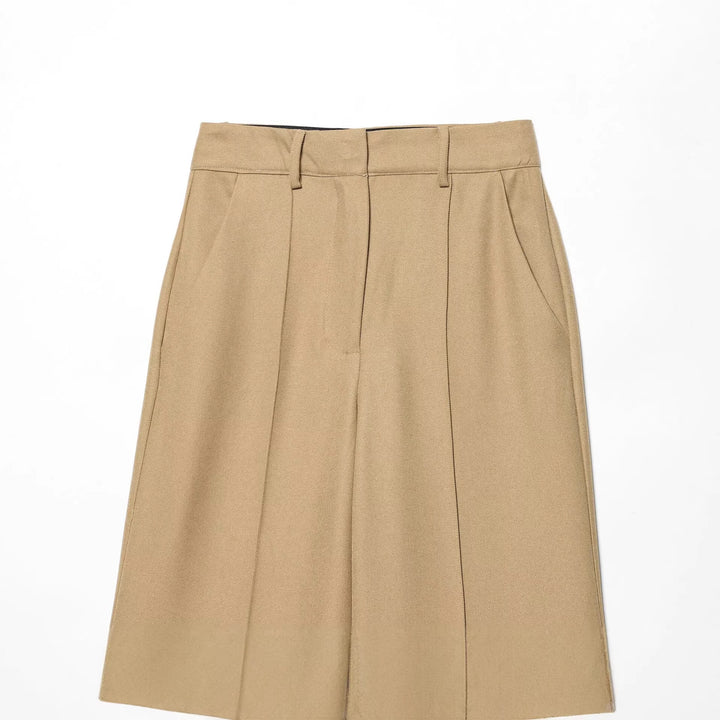 Damen elegante Highwaist-Hose mit Bügelfalte, verdeckter Hakenleiste und weitem Culotte-Schnitt – Avélisse
