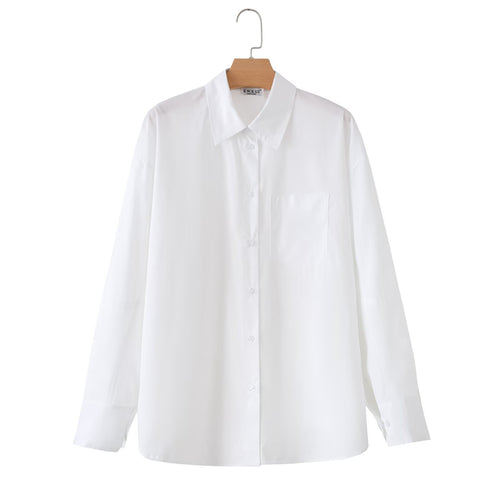 Damen Oversize-Basics-Bluse mit kastiger Silhouette, Hemdkragen und Brusttasche Echo Archiv