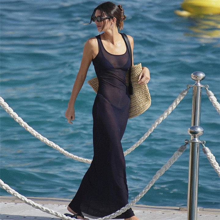 Damen Elegantes Maxi-Kleid mit transparenten Einsätzen Echo Archiv