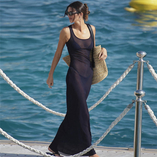 Damen Elegantes Maxi-Kleid mit transparenten Einsätzen Echo Archiv