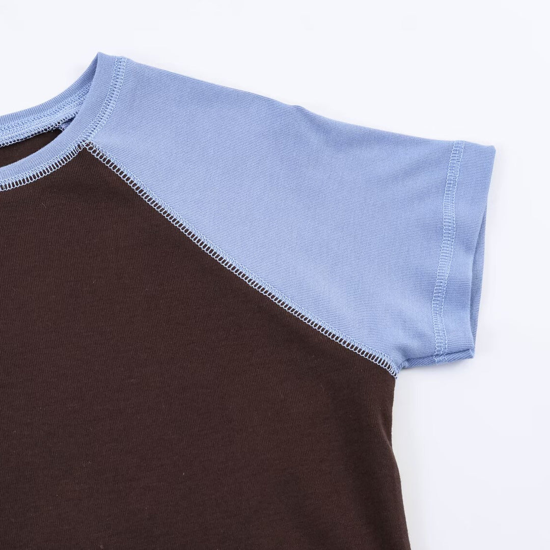 Damen Sportliches T-Shirt mit Kontrastärmeln und lässigem Schnitt Echo Archiv