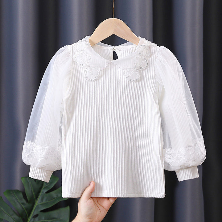 Mädchen Bluse mit Spitzenakzenten und transparenten Ärmeln Echo Archiv