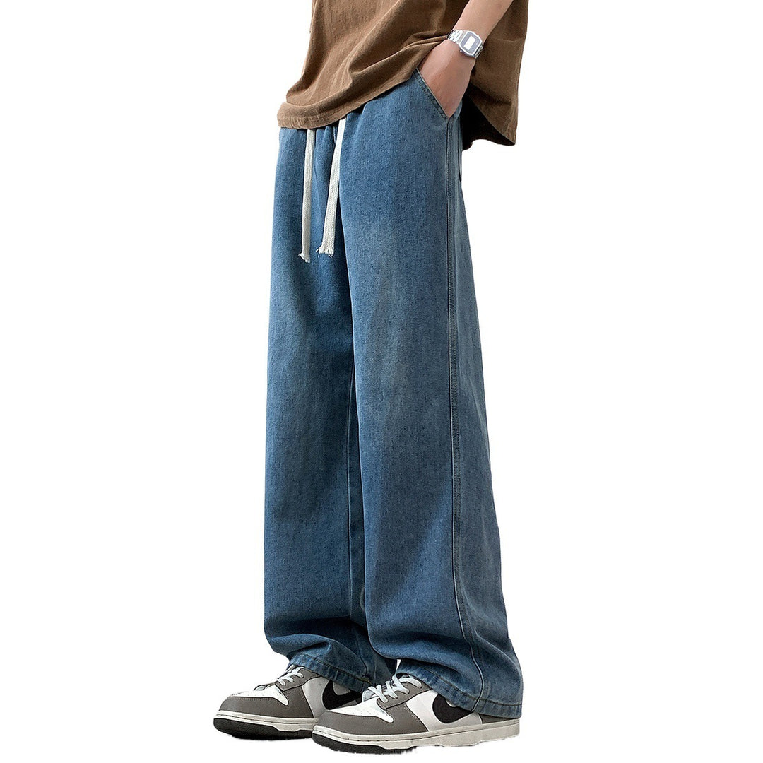 Herren weit geschnittene Denim-Hose mit verstellbarem Bund Echoarchiv