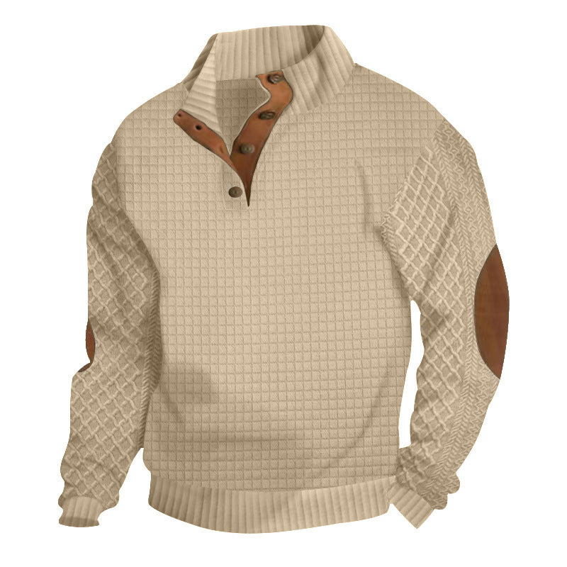 Herren Pullover mit Stehkragen und Lederapplikationen Echoarchiv