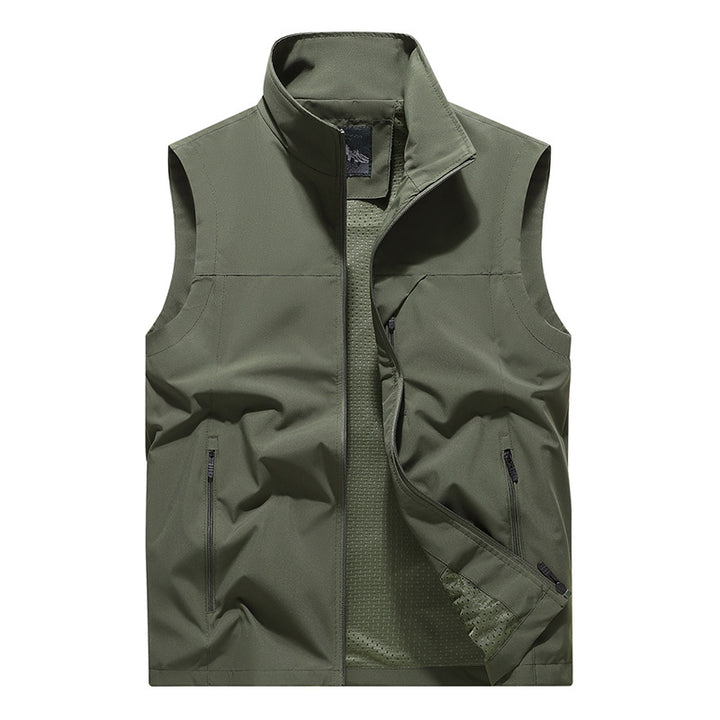 Herren Winddichte Softshell‑Outdoorweste mit belüftetem Mesh‑Innenfutter und verdeckten Reißverschlusstaschen – Marzano