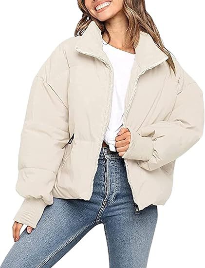 Damen Kurz geschnittene Stepp-Winterjacke mit Stehkragen, Reißverschluss und Rippbündchen Echo Archiv