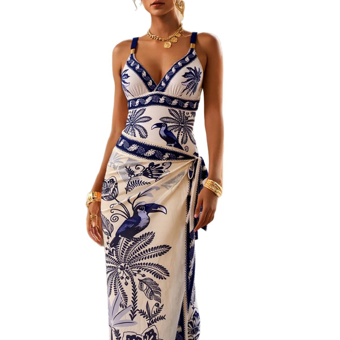 Damen Elegantes Strandkleid mit dekorativem Wickelrock – Élara