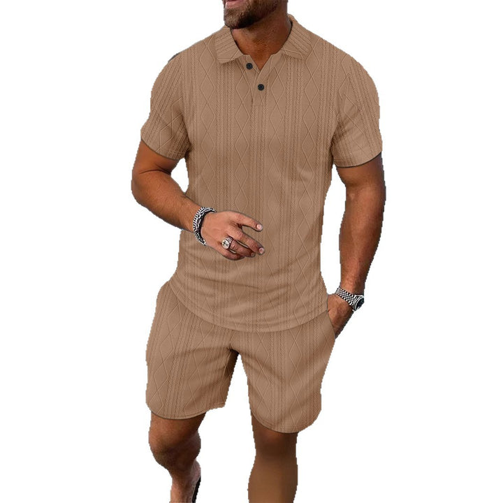 Herren Strukturstrick Polo und Shorts Set Echoarchiv