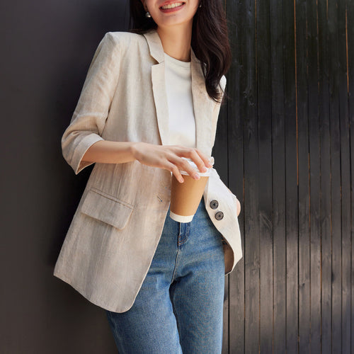 Damen Modischer Leinenblazer Echoarchiv